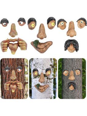 3 Pack Tree Face Decor - Outdoor Ghost Art for Halloween & Easter Garden Decor